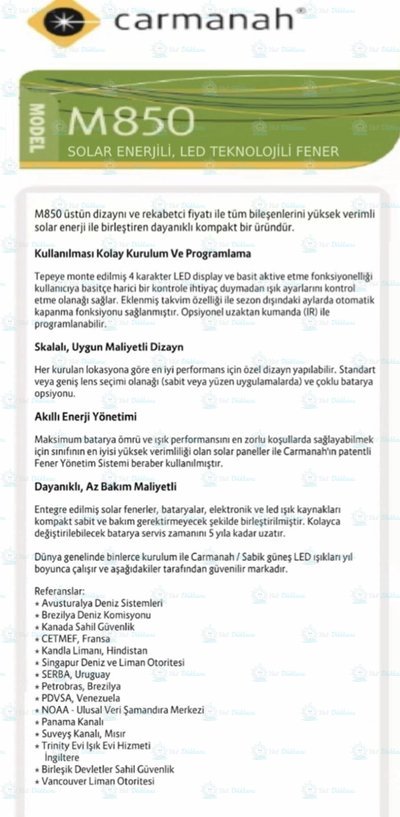 Carmanah M850 Güneş Enerjili Deniz Feneri Kırmızı ve Yeşil