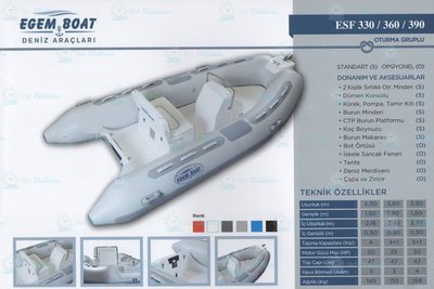 Egem Silver ESF-390 Fiber Tabanlı Oturma Gruplu Ve Konsollu Bot