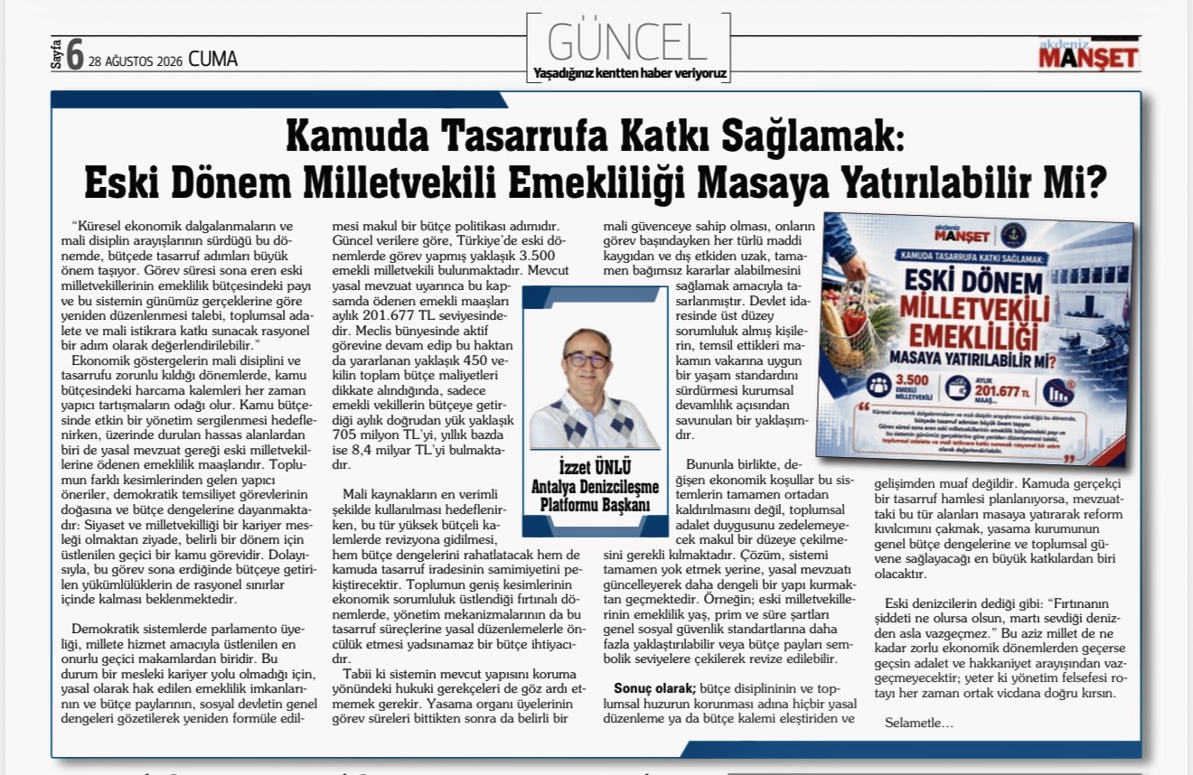 MİLLETVEKİLLİĞİNİN EMEKLİLİĞİ OLMAZ