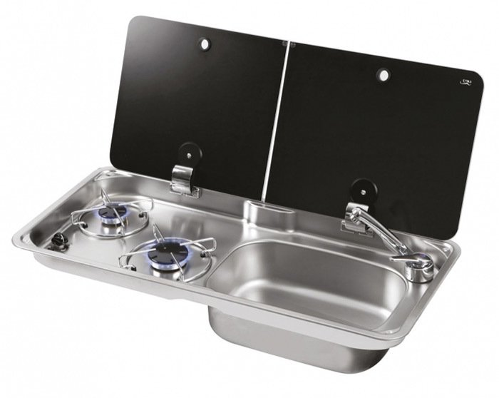 CAN FL1765 Çift Kapaklı Evye Ocak Kombinasyonu