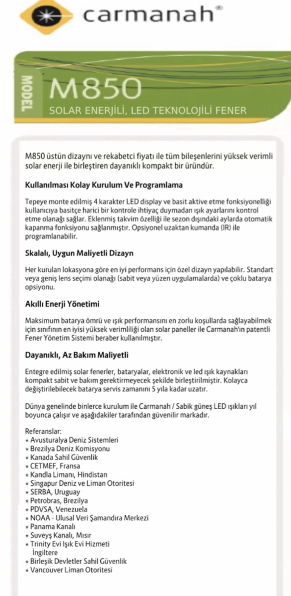 Carmanah M850 Güneş Enerjili Deniz Feneri Kırmızı ve Yeşil