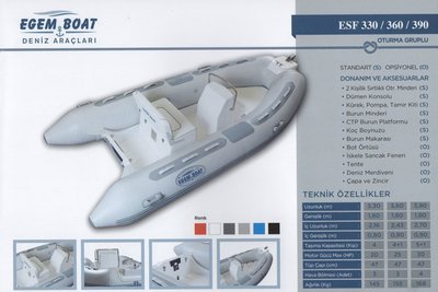 Egem Silver ESF-390 Fiber Tabanlı Oturma Gruplu Ve Konsollu Bot