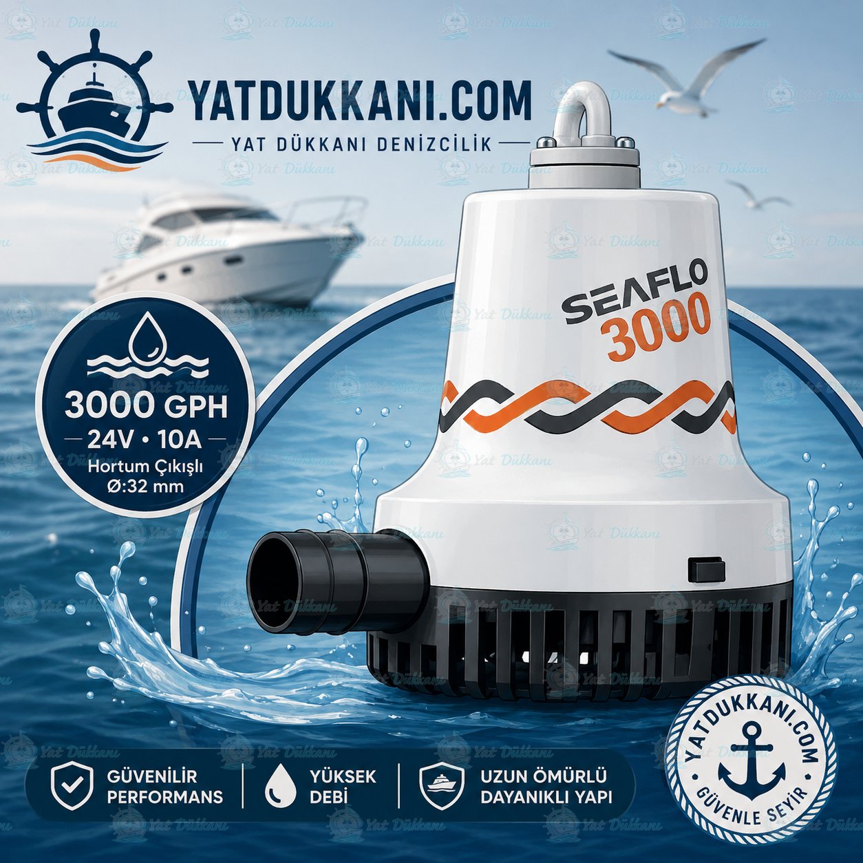 Seaflo Sintine Pompası 3000 gph. 24 V 10