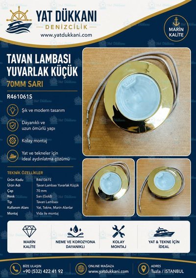 R461061S TAVAN LAMBASI YUVARLAK KÜÇÜK 70MM SARI