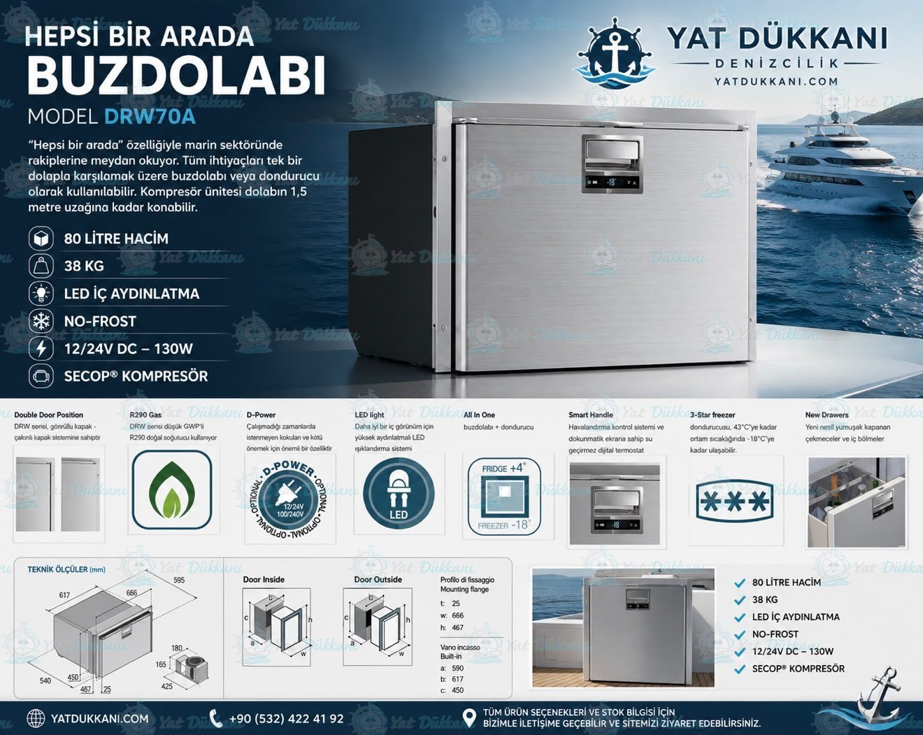 Vitrifrigo Hepsi Bir Arada Buzdolabı. Model DRW70A