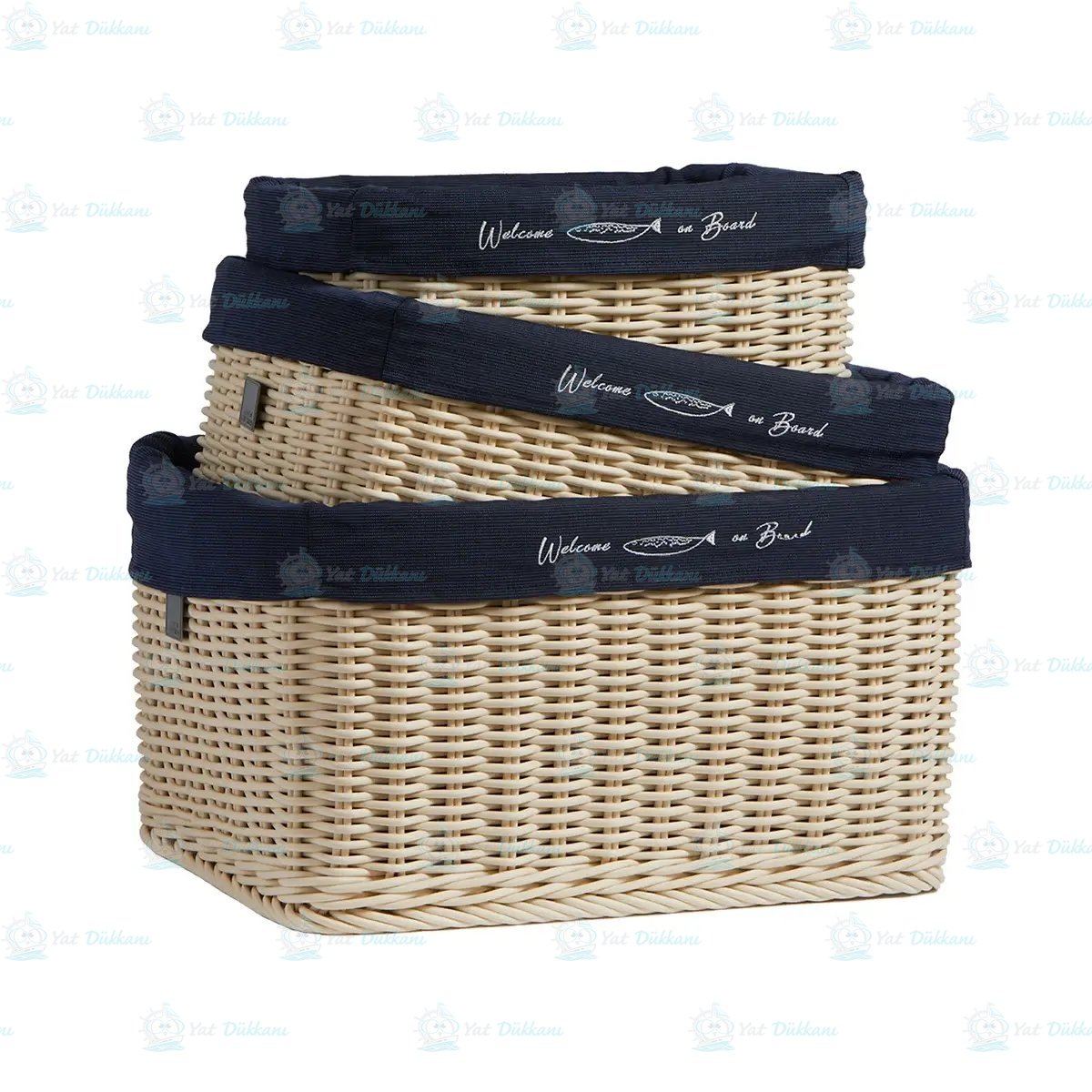Hasır Sepet - Hawaii - 3'lü Set - Ecru