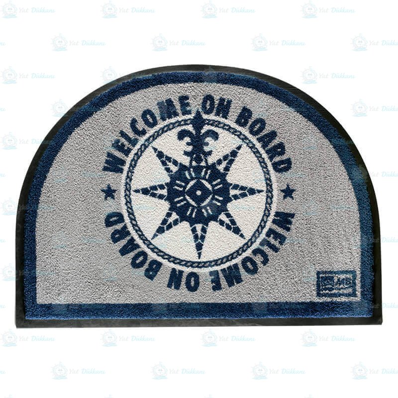 Paspas - Yuvarlak - Welcome on Board - Blue - 70x50 cm