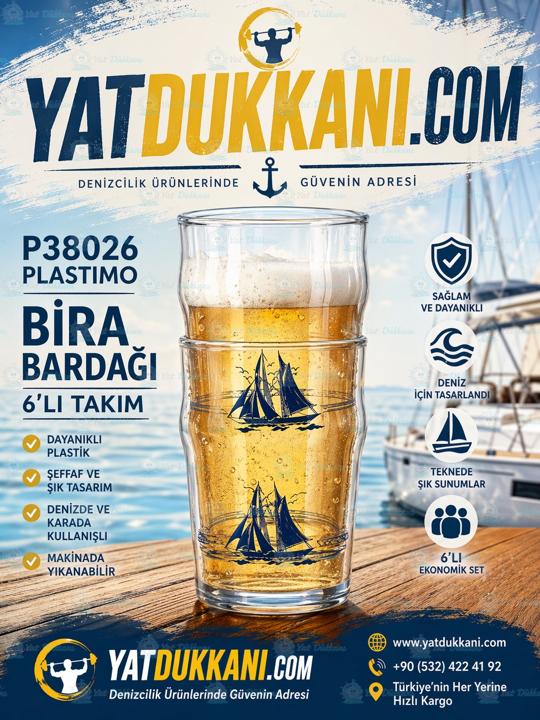 P38026 Plastimo BİRA BARDAĞI 6'LI TAKIM